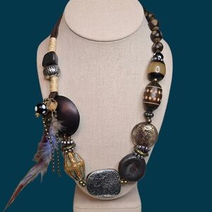 Treska Mixed Media Boho Statement Necklace